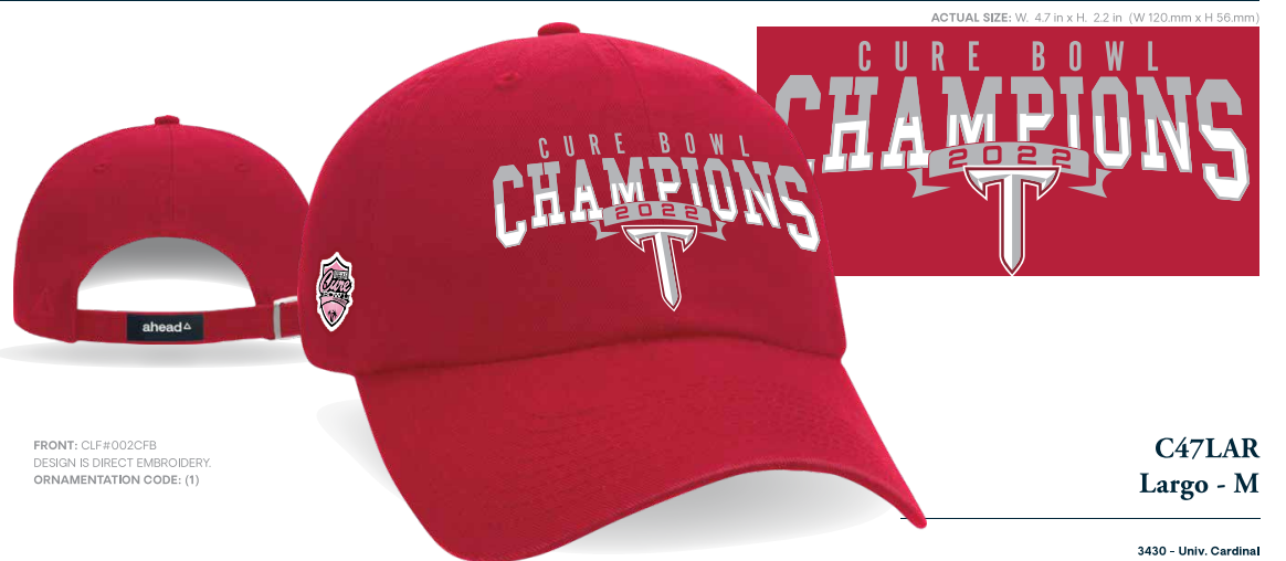 Troy!! 2022 Duluth Trading Cure Bowl Champions Cap